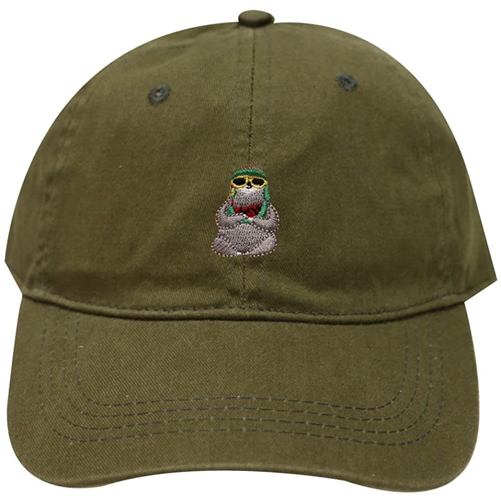 Baseball Caps Sloth Cotton Baseball Dad Caps - Olive - CP1846KU2GM $13.84