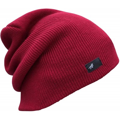 Skullies & Beanies Slouch Beanie Cap Winter Hat for Men or Women - Maroon - CG18KHAKKX9 $17.10