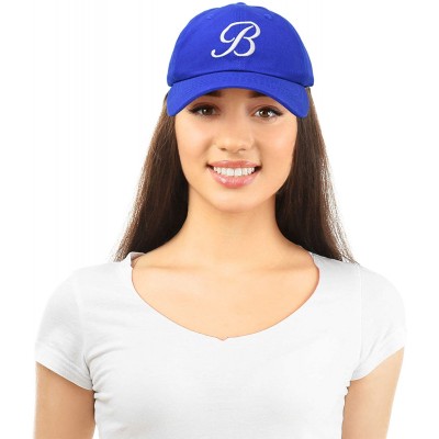 Baseball Caps Initial Hat Letter B Womens Baseball Cap Monogram Cursive Embroidered - Royal Blue - CS18TWS2X05 $14.63