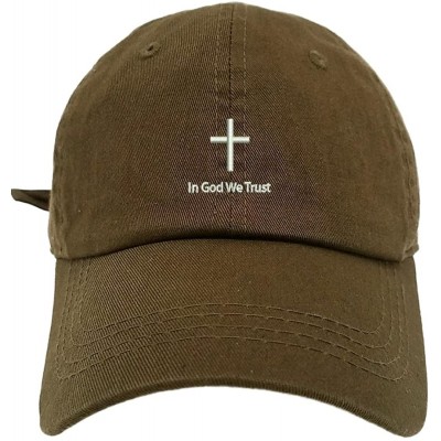 Baseball Caps Cross in God We Trust Logo Style Dad Hat Washed Cotton Polo Baseball Cap - Olive - CD1889QXNLN $13.97