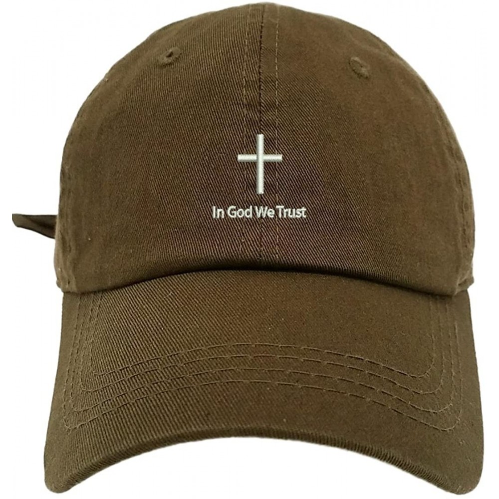 Baseball Caps Cross in God We Trust Logo Style Dad Hat Washed Cotton Polo Baseball Cap - Olive - CD1889QXNLN $13.97