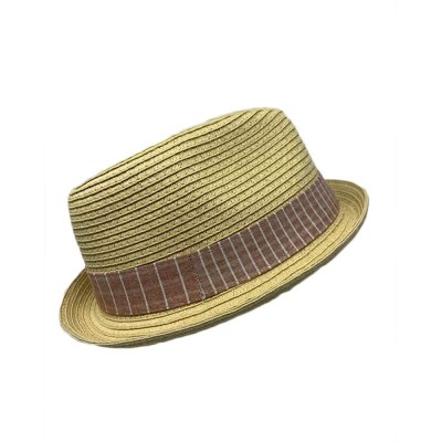 Fedoras Men Women Unisex Cool Summer Straw Upbrim Roll Up Fedora Hat Cap - Ht7803tan(s/M) - CZ18WM7CEYI $18.38