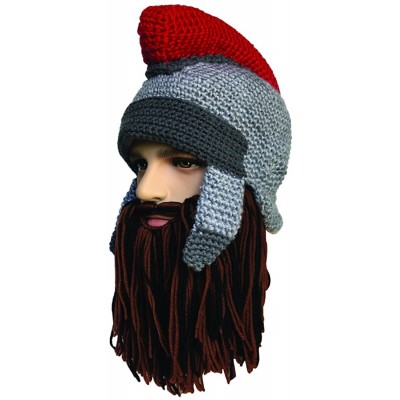 Skullies & Beanies Men's Knight Knit Beard Hat Original Barbarian Warrior Funny Caps - Black Br - CH1872TWKSO $13.25