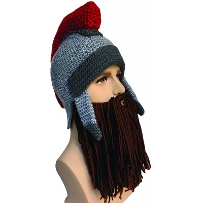 Skullies & Beanies Men's Knight Knit Beard Hat Original Barbarian Warrior Funny Caps - Black Br - CH1872TWKSO $13.25