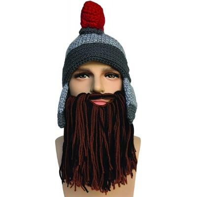 Skullies & Beanies Men's Knight Knit Beard Hat Original Barbarian Warrior Funny Caps - Black Br - CH1872TWKSO $13.25