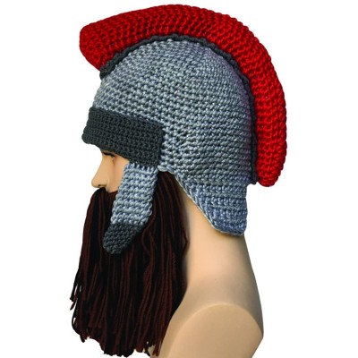 Skullies & Beanies Men's Knight Knit Beard Hat Original Barbarian Warrior Funny Caps - Black Br - CH1872TWKSO $13.25