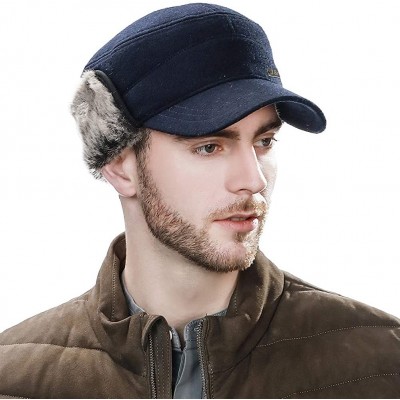 Baseball Caps Mens Womens Winter Wool Baseball Cap with Ear Flaps Faux Fur Earflap Trapper Hunting Hat for Cold Weather - CF1...