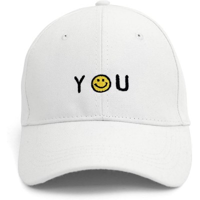 Baseball Caps You Make Me Smile (Smiley Face) Embroidered Cap - White - CL184SQ4YHH $9.37