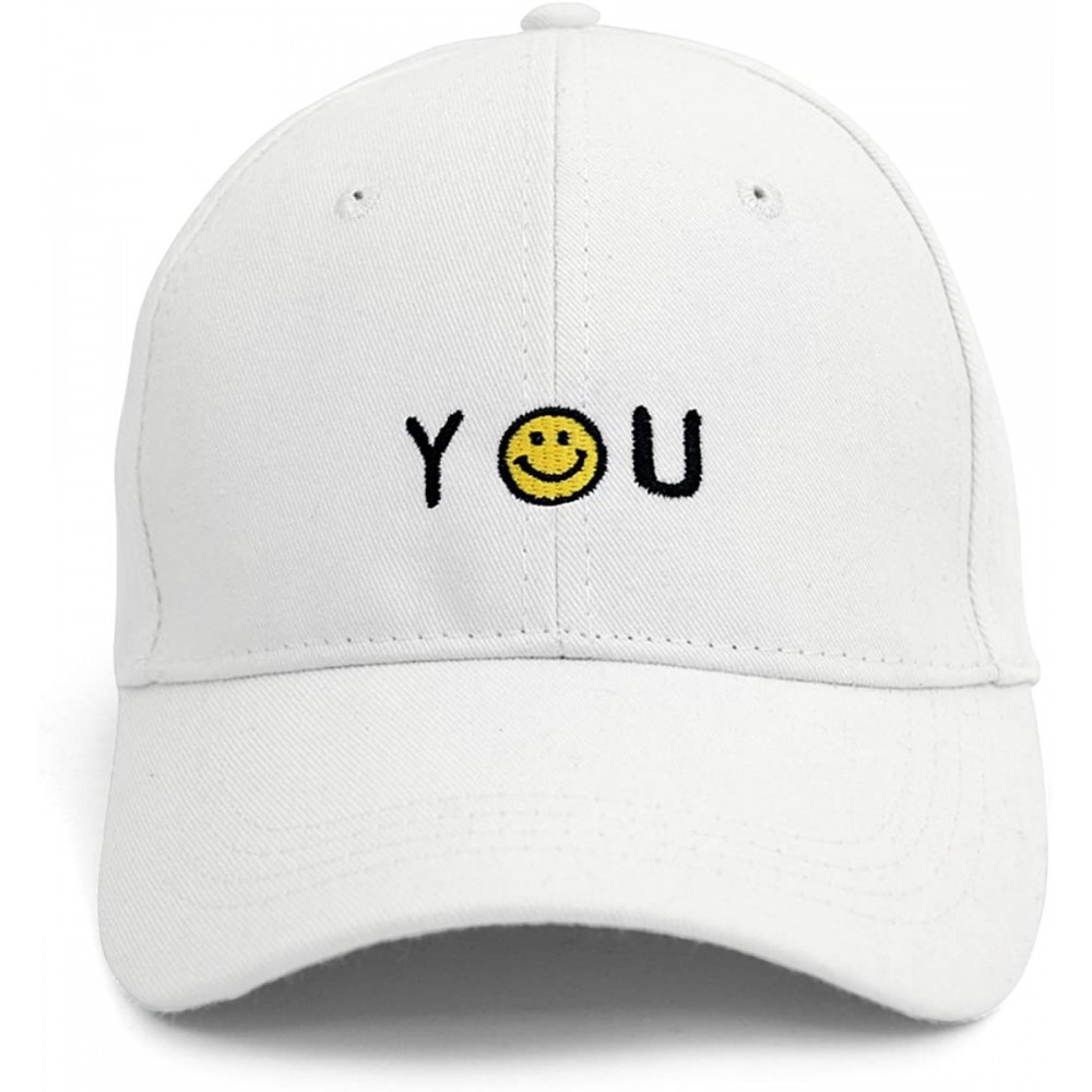 Baseball Caps You Make Me Smile (Smiley Face) Embroidered Cap - White - CL184SQ4YHH $9.37