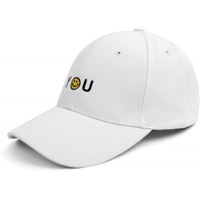 Baseball Caps You Make Me Smile (Smiley Face) Embroidered Cap - White - CL184SQ4YHH $9.37