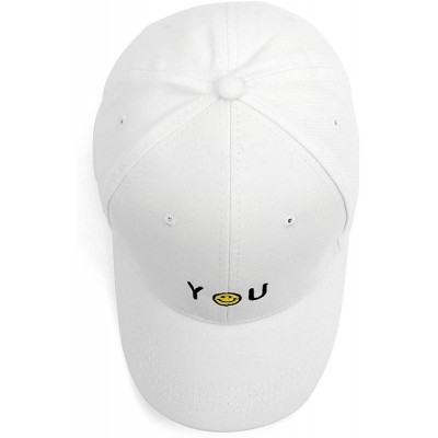 Baseball Caps You Make Me Smile (Smiley Face) Embroidered Cap - White - CL184SQ4YHH $9.37