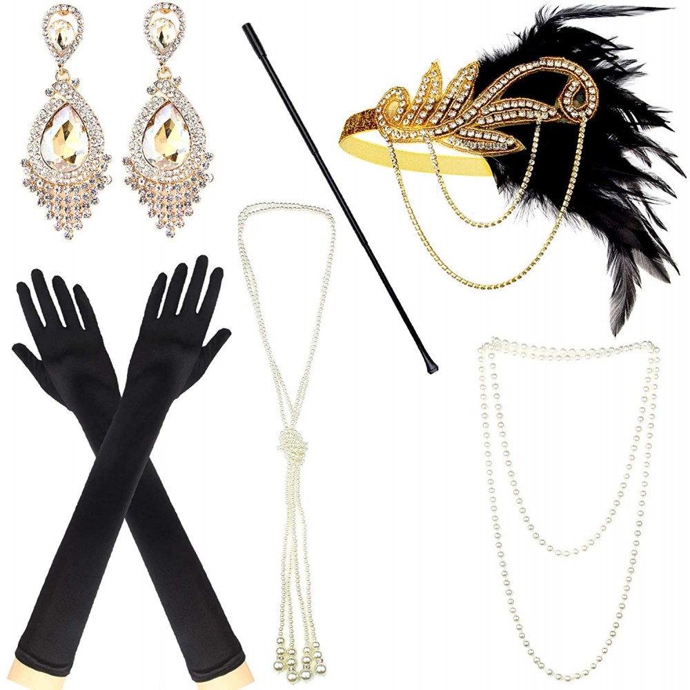 Headbands 1920s Accessories Themed Costume Mardi Gras Party Prop additions to Flapper Dress - X - CA189CYSRSN $14.15