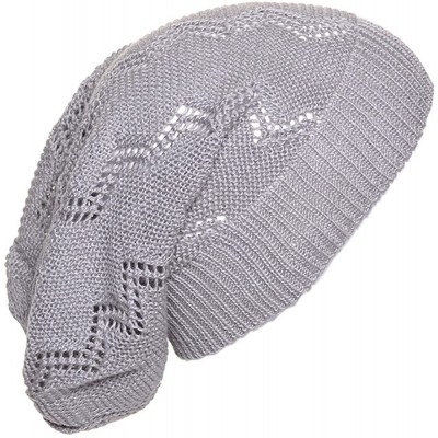 Skullies & Beanies Crochet Knit Beanie for Women Men Teens Colorful Slouchy Fashion Accessory - Light Gray Chevron - C61822UL...