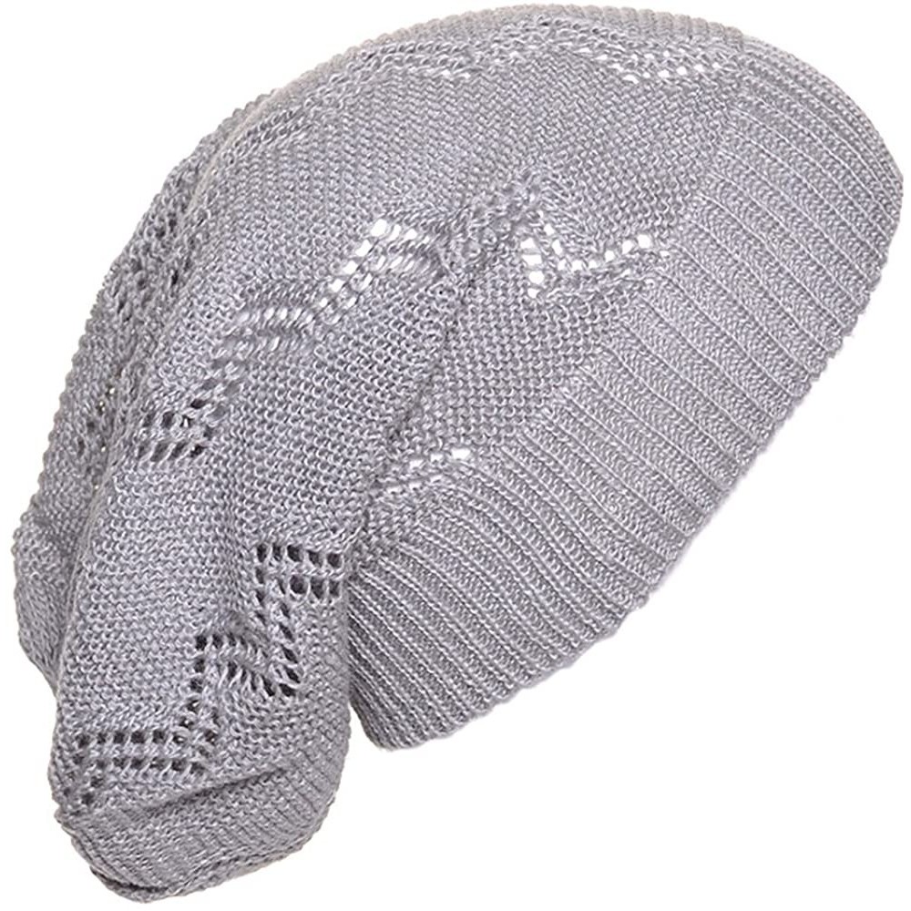 Skullies & Beanies Crochet Knit Beanie for Women Men Teens Colorful Slouchy Fashion Accessory - Light Gray Chevron - C61822UL...