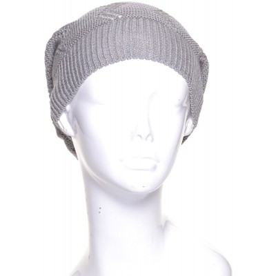 Skullies & Beanies Crochet Knit Beanie for Women Men Teens Colorful Slouchy Fashion Accessory - Light Gray Chevron - C61822UL...