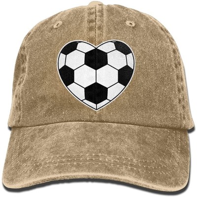 Baseball Caps Unisex Baseball Cap Denim Hat Soccer Ball Heart Shaped Adjustable Snapback Peak Cap - Natural - CP18GKQS6Z6 $13.70