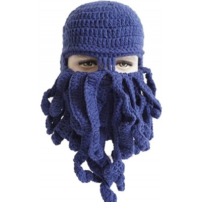 Balaclavas Windproof Warm Knitted Beanie Hat Octopus Cap Wind Ski Mask Hat - Navy Blue - CT12N3949RG $26.70