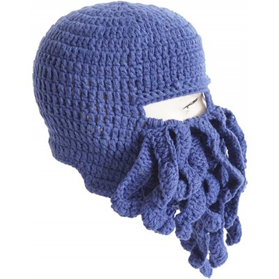 Balaclavas Windproof Warm Knitted Beanie Hat Octopus Cap Wind Ski Mask Hat - Navy Blue - CT12N3949RG $26.70