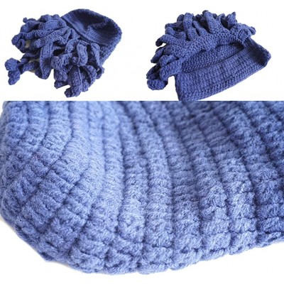 Balaclavas Windproof Warm Knitted Beanie Hat Octopus Cap Wind Ski Mask Hat - Navy Blue - CT12N3949RG $26.70