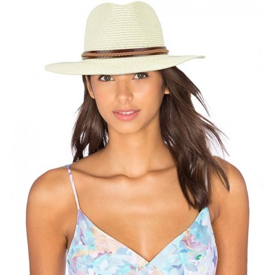 Sun Hats Straw Panama Hat Summer Fedora Straw Foldable Beach Sun Hat UPF50+ Unisex - Milky - CZ18QN3I9AT $12.47