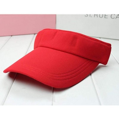 Sun Hats Women's Sun Wide Brim Visor Outdoor Travel Hat - Red - CZ12GG21YXJ $6.81
