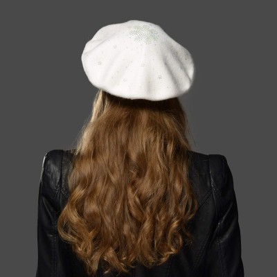 Berets Classic Winter Cashmere French Knitting - White - CQ18YOWO9Y6 $11.16