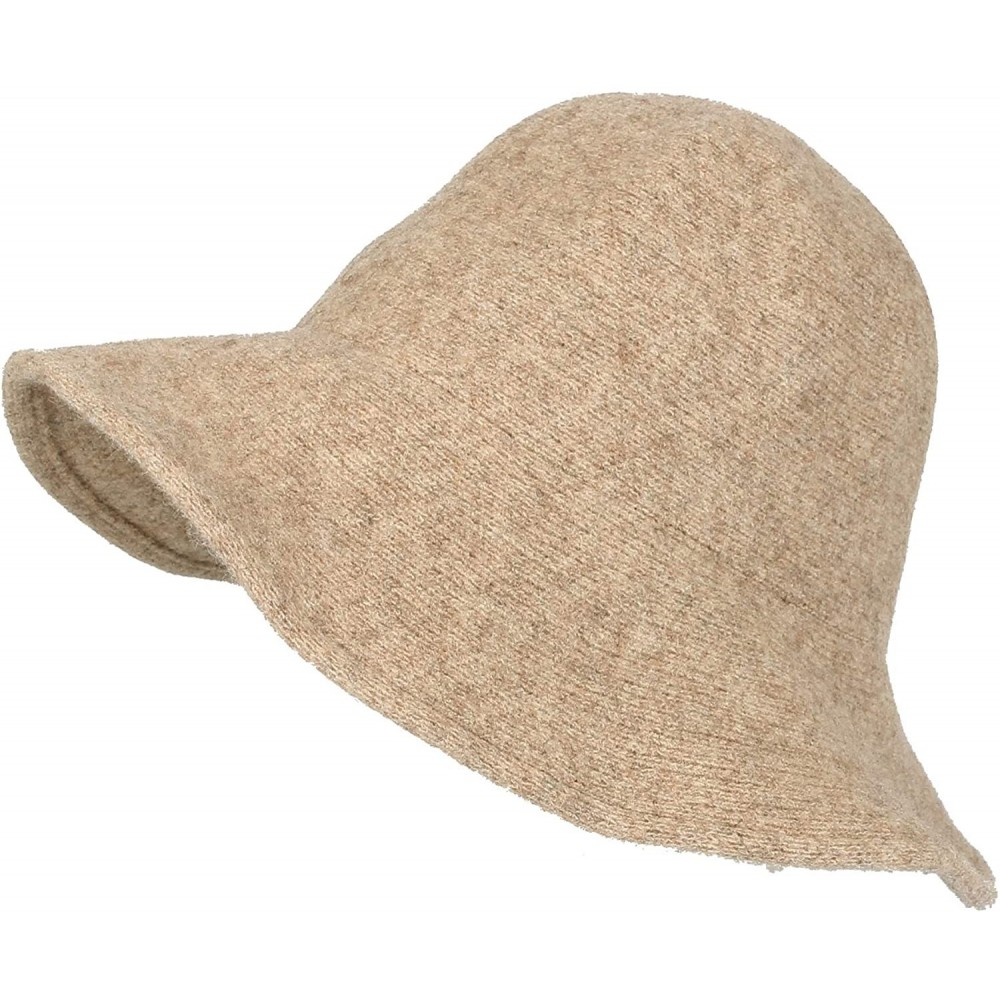Bucket Hats Wool Winter Floppy Wide Brim Womens Bowler Fodora Hat DWB1103 - Beige - C818KH6NHAZ $32.49