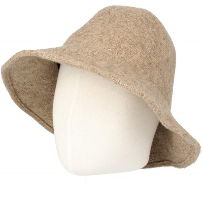 Bucket Hats Wool Winter Floppy Wide Brim Womens Bowler Fodora Hat DWB1103 - Beige - C818KH6NHAZ $32.49