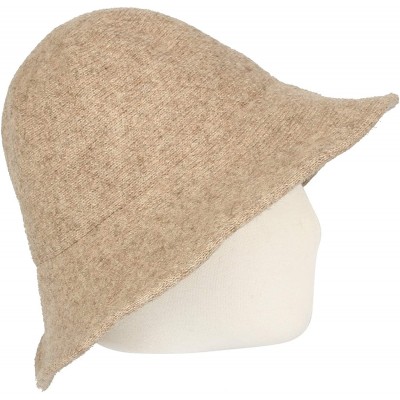 Bucket Hats Wool Winter Floppy Wide Brim Womens Bowler Fodora Hat DWB1103 - Beige - C818KH6NHAZ $32.49