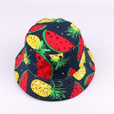 Bucket Hats Banana Print Bucket Hat Fruit Pattern Fisherman Hats Summer Reversible Packable Cap - Watermelon Pineapple Navy -...