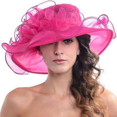 Sun Hats Kentucky Derby Church Hats for Women Dress Wedding Hat - Rose - CR12BSC25IF $15.90