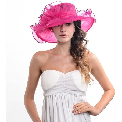 Sun Hats Kentucky Derby Church Hats for Women Dress Wedding Hat - Rose - CR12BSC25IF $15.90