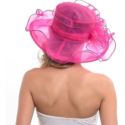 Sun Hats Kentucky Derby Church Hats for Women Dress Wedding Hat - Rose - CR12BSC25IF $15.90