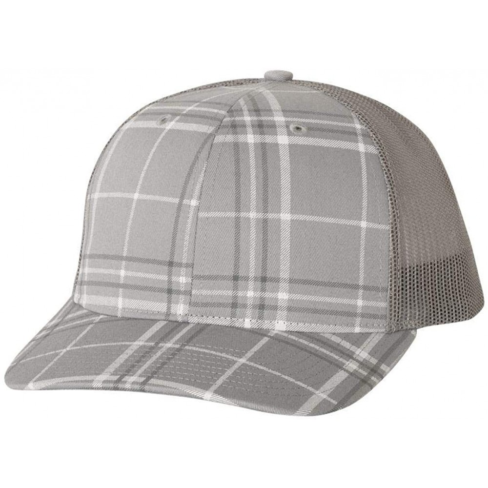 Baseball Caps Richardson Unisex 112 Trucker Adjustable Snapback Baseball Cap - Plaid Print Grey/ Charcoal/ Charcoal - CH188Z0...