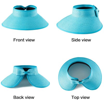 Sun Hats Foldable Sun Visors for Women - Beach Hat Wide Brim Sun Hat Roll-Up Straw Hat - CB18SZKQG46 $13.53
