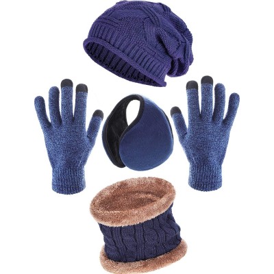 Skullies & Beanies 4 Pieces Winter Set Include Crochet Beanie Hat Ear Warmer Scarf and Gloves（Color 3） - CM18M2M67NU $16.62