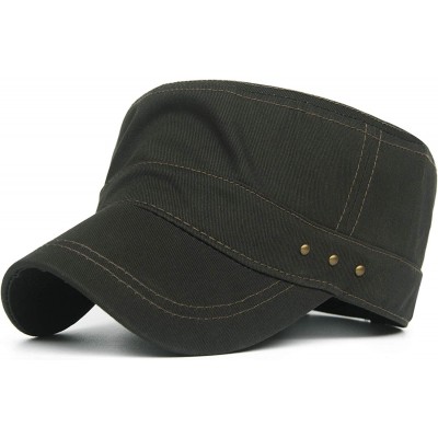 Baseball Caps Cotton Cadet Cap Army Military Caps Flat Hats Unique Design Big Head - Style05-green - CJ18USDD2I4 $27.68