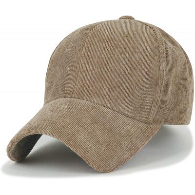 Baseball Caps Solid Color Corduroy Baseball Cap Strapback Adjustable Trucker Hat - Butter Beige - CW187ES5IZE $30.30