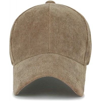 Baseball Caps Solid Color Corduroy Baseball Cap Strapback Adjustable Trucker Hat - Butter Beige - CW187ES5IZE $30.30