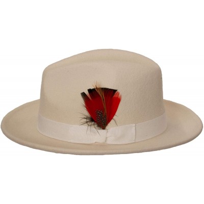 Fedoras 9th Street Reverb Classic Felt Fedora 100% Wool - White - CG18GGCNMNO $56.97