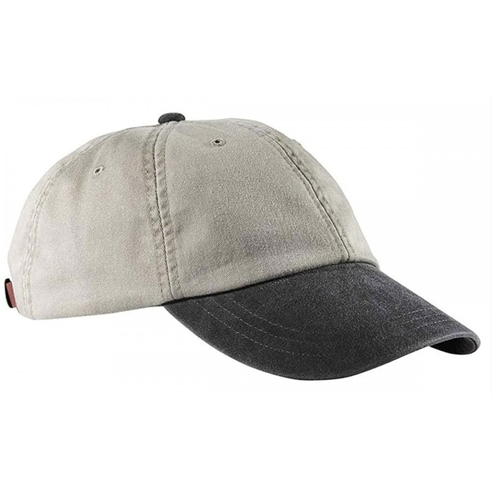 Baseball Caps 6-Panel Low-Profile Washed Pigment-Dyed Cap - Stone/Black - C412N45KXM3 $8.65