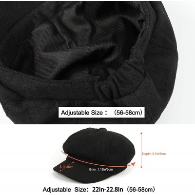 Berets AYPOW Berets Ladies Military Leather - Style C-black - CT18ZH6HWT5 $11.95