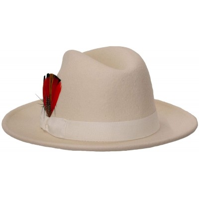 Fedoras 9th Street Reverb Classic Felt Fedora 100% Wool - White - CG18GGCNMNO $56.97