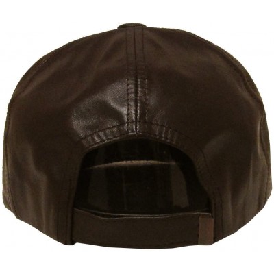 Baseball Caps Genuine Leather Flat Bill Baseball Hat Cap - Made in USA - Brown - CM11JZTR8SB $15.48