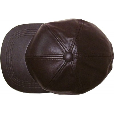 Baseball Caps Genuine Leather Flat Bill Baseball Hat Cap - Made in USA - Brown - CM11JZTR8SB $15.48