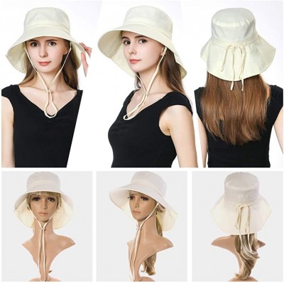 Sun Hats Small Head Women Packable SPF Sun Hat Bucket Chin Strap Summer Beach for Girls 54-56cm - Beige_1005 - CE18SQ9U56Y $1...