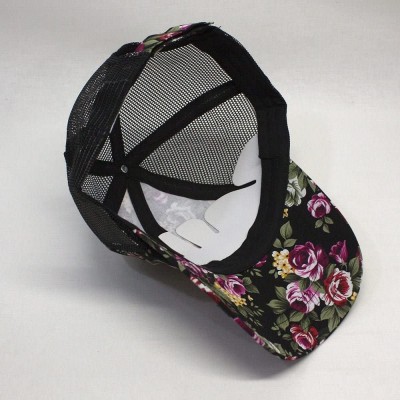 Baseball Caps Premium Floral Hawaiian Cotton Twill Adjustable Snapback Baseball Caps - Rose/Rose/Black Mesh - CS186OAS432 $19.44