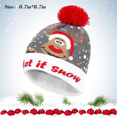 Skullies & Beanies Light Up Hat Beanie LED Ugly Xmas Party Beanie Cap Flashing Christmas Hat Knitted Cap for Women Kids - CT1...