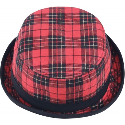 Baseball Caps New Roll Up Check Style Trendy Free & Plus Bucket Big Size Cap Golf Dad Hat - Red - CJ18QR7DML8 $22.09