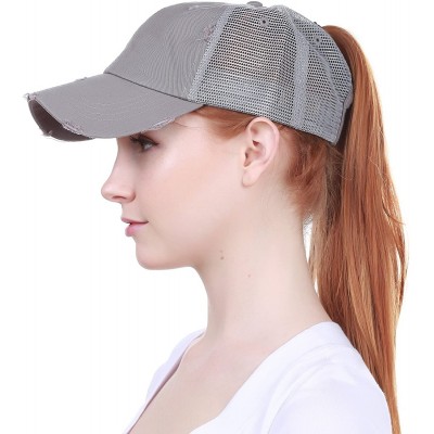 Baseball Caps Bad Hair Day Ponytail All Cotton Baseball Cap Comfy Sports Hat Daily Wear Messy High Bun Fits Everyone - CW18GL...